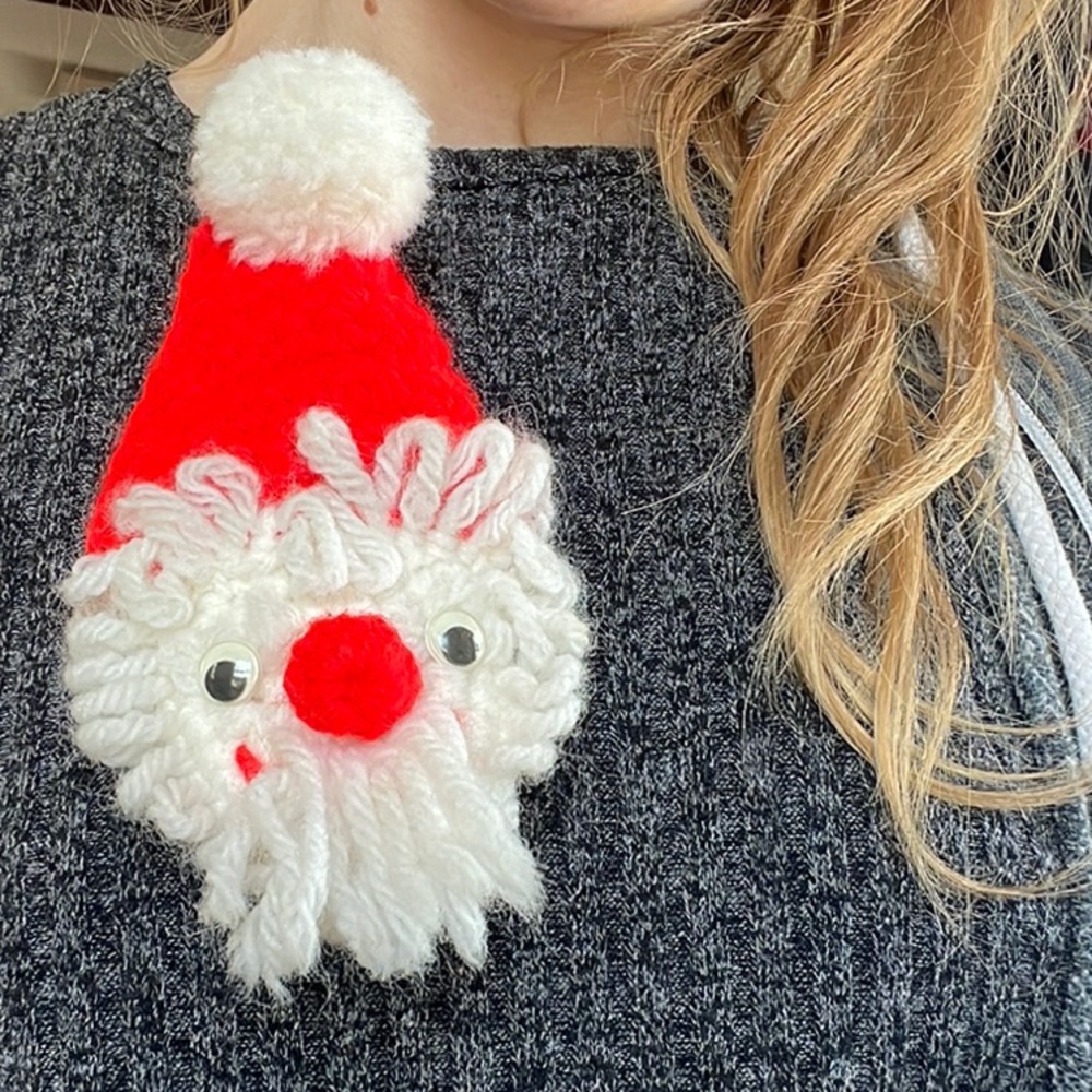 Vintage Festive Santa Brooch with Red Hat